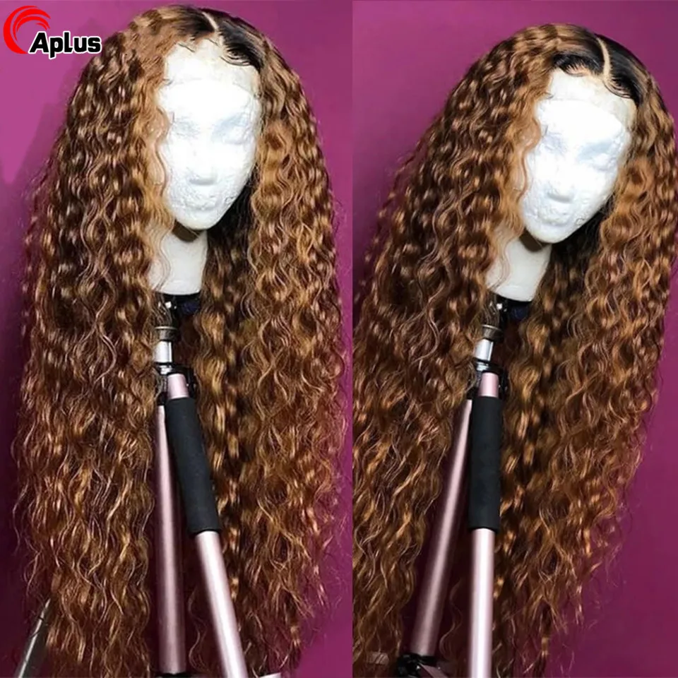 Highlight Deep Wave Lace Front Wig Glueless Curly Human Hair Wigs For Women Blonde Ombre P4/30 Colored Brazilian Wigs On Sale