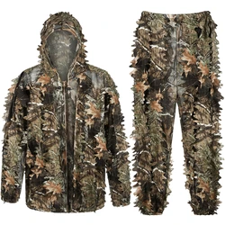 Maple Leaf Bionic Ghillie Suit Hooded Hunting Clothes CS Breathable Outdoor Birdwatching Forest Hunting Tactical Airsoft Gear