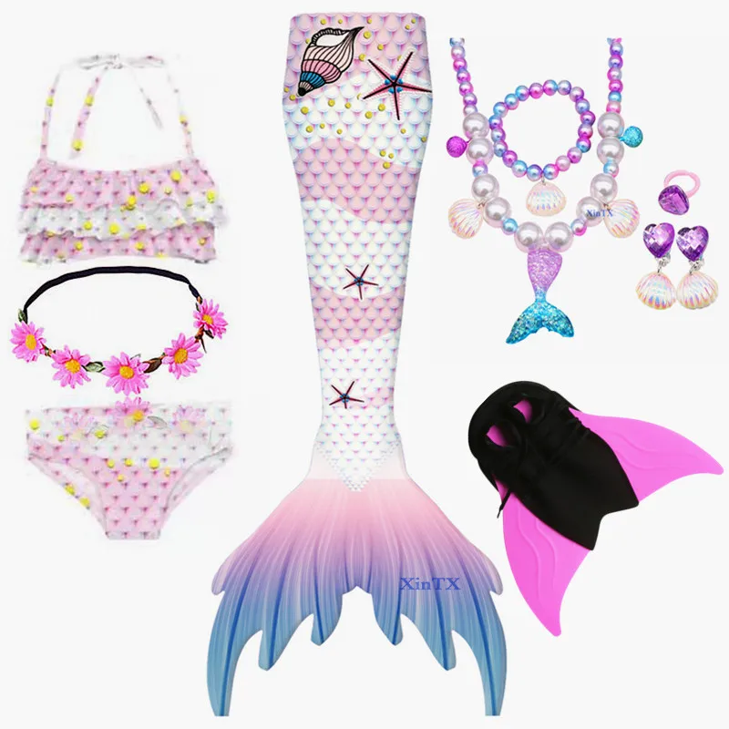 Meisjes Kleine Zeemeermin Staart Met Monofin Fin Badpak Bikini Zwemmen Badpak Strandkleding Voor Meisjes Jurk Kostuum