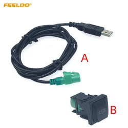 FEELDO Car Radio CD Player 145cm USB Audio Cable Adapter With Switch Button for Volkswagen USB Wire Cable #AM6221