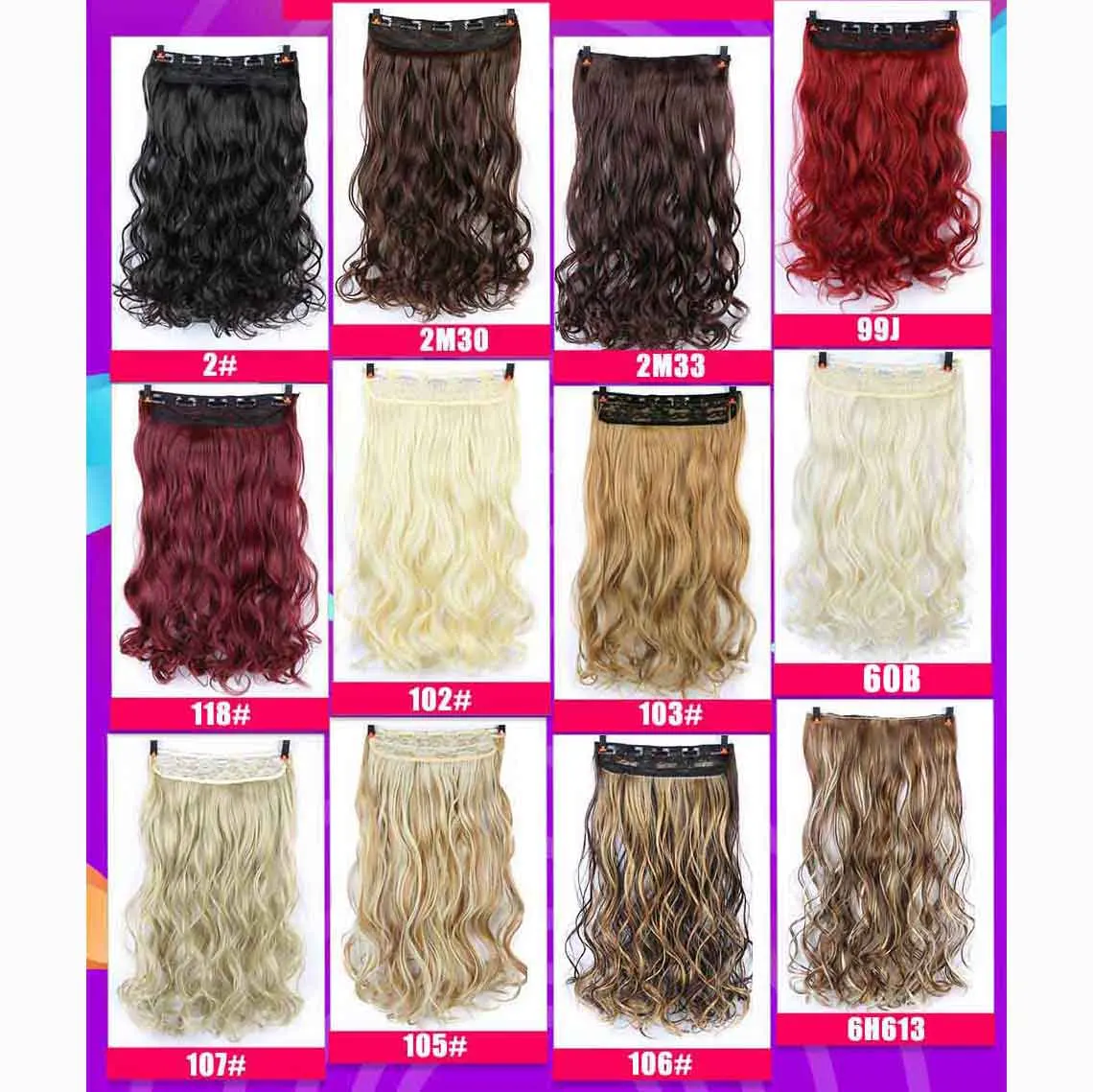 24 นิ้วผมยาวสังเคราะห์คลิปใน Hair EXTENSION ทนความร้อน Hairpiece ธรรมชาติผมหยักชิ้น MUMUPI