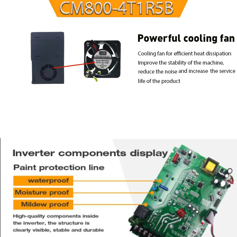 VFD inverter 1.5KW CNC spindle motor controller AC380V three-phase motor drive CM800-4T1R5B inverter 50Hz / 60H