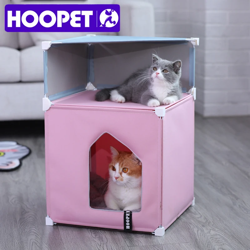 

HOOPET Cat House Removable Cat Puppy Bed Double Pet House Small Dog Room Cat Beds Dog Cushion Luxury Pet Supply