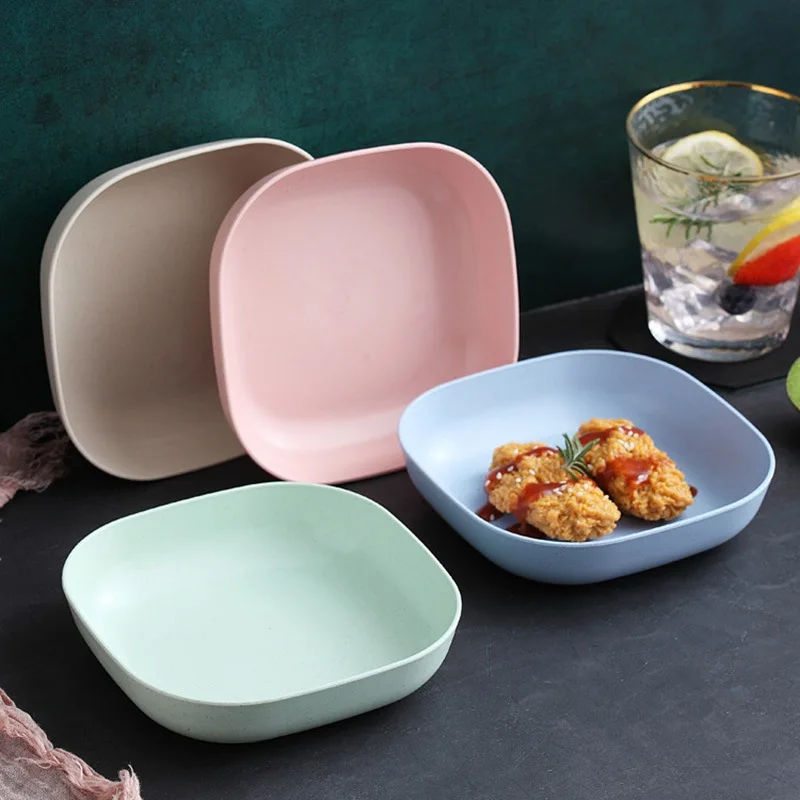 Household Plastic Dessert Dishes Dining Garbage Dish Sauce Dish Wheat Straw Tableware Spit Bone Dish Small Square Plate