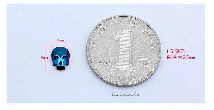 20p 6*8mm Skull Bone Crystal Nail Holographic Halloween Rhinestone Flatback Charms Gems Irregular Jewelry 3D Nails Accessories