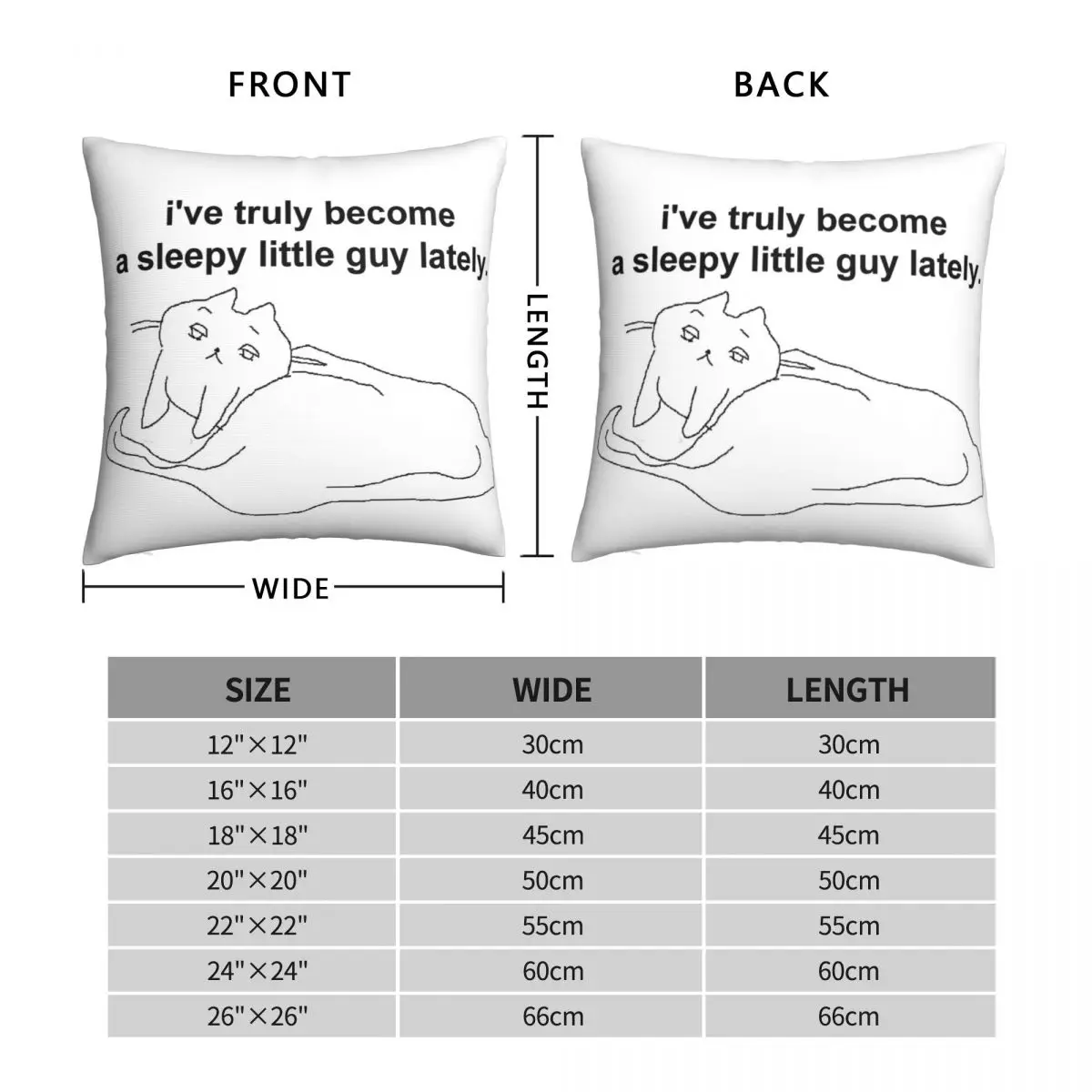 Sleepy Little Guy Catcrumb Square Pillowcase Polyester Linen Velvet Pattern Zip Decor Throw Pillow Case Room Cushion Cover 18