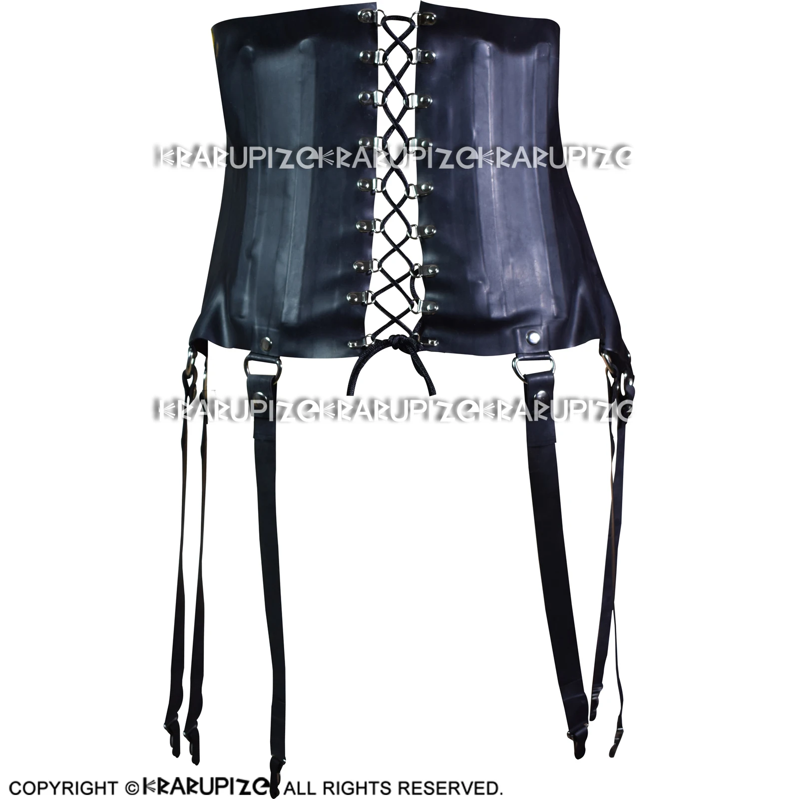 Black Sexy Latex Corsets With Lacing At Back Rubber Bustiers Top Clothing 1.0MM CY-0032