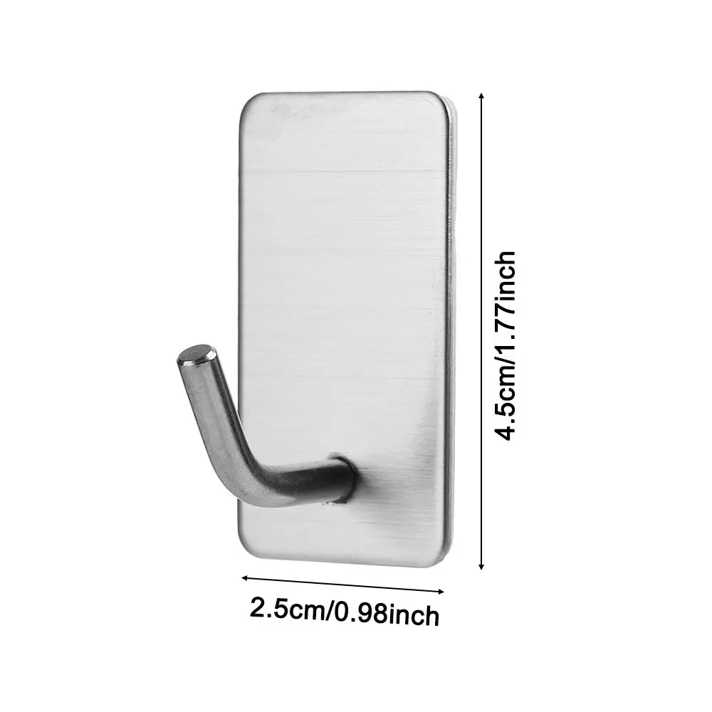 Stainless Steel Wall Hook Self Adhesive Sticky Kitchen Home Bathroom Key Bag Hanger Storage Hanging Holder Waterproof Towel Rack