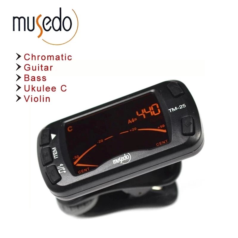 Musedo TM-25 Clip-on Electric Tuner & Metronome Guitar Chromatic Bass Violin Ukulele Universal Multifunction Portable