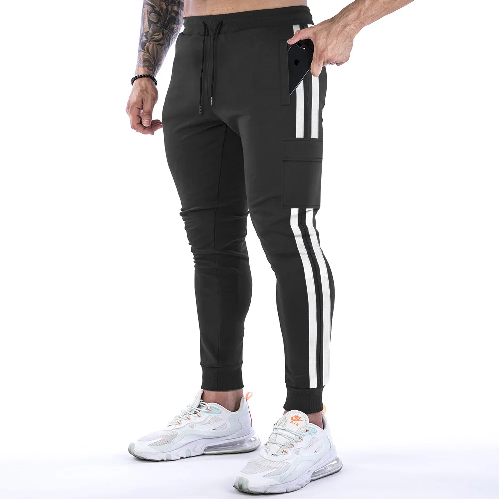 2021 New Muscle Fitness Running Training Sports Cotton Trousers Men\'s Breathable Slim Beam Mouth Casual Health Pants