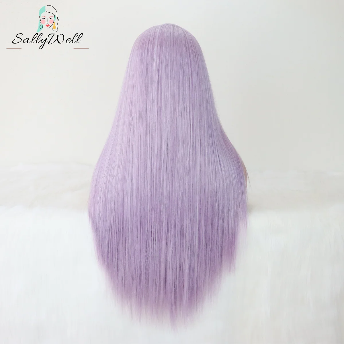 Long Straight Hair Purple Color Synthetic Wigs for Fahison Women Light Purple  Lace Front Wigs with Natural Baby Natural Soft