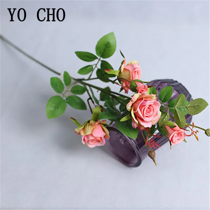 5 Chi Nhánh Nắng Hoa Hồng Lụa Nhân Tạo Hoa 10 Đầu Hoa Hồng Giả Flores Cưới Hoa Đảng Nhà Bàn Hoa Trang Trí