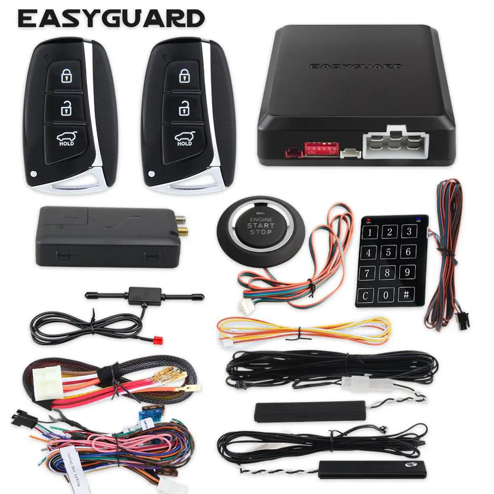 EASYGUARD Smartphone APP IOS Android 4G 3G 2G PKE Keyless Entry Engine Start Stop avvio remoto allarme di sicurezza GSM Tracker GPS