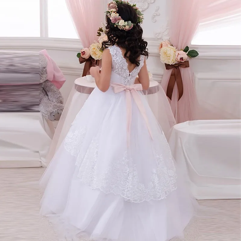 Vestido de baile infantil, vestido de bebê, vestido de noite adorável florida para casamento, vestidos de primeira comunhão, novo, 2024