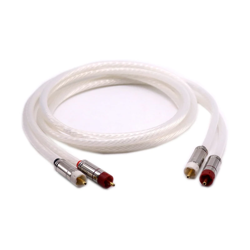 

HiFi Hi-end 5N OCC Silver plated RCA cable Analog cable RCA audio Signal cable wire with Gold plated RCA plug