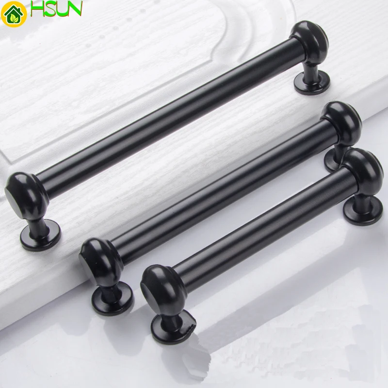 

Alloy Door Simple Modern Zinc Knobs Drawer Cabinet Kitchen Handles Black Handle For Furniture Accessories 128-320mm