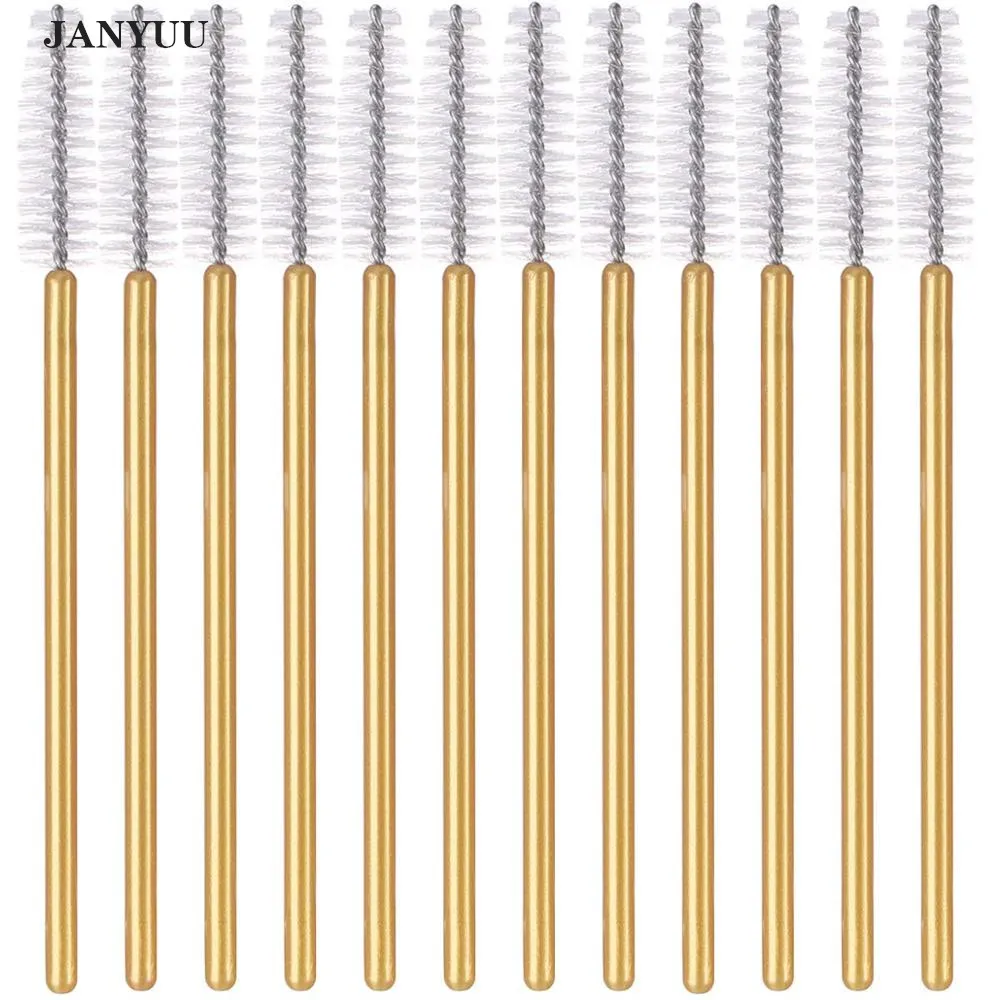 300pcs Makeup Brushes Mascara Wands Disposable Eye Lash Applicators for Eyelash Extensions Cosmetic Brush Tools with Gold/White