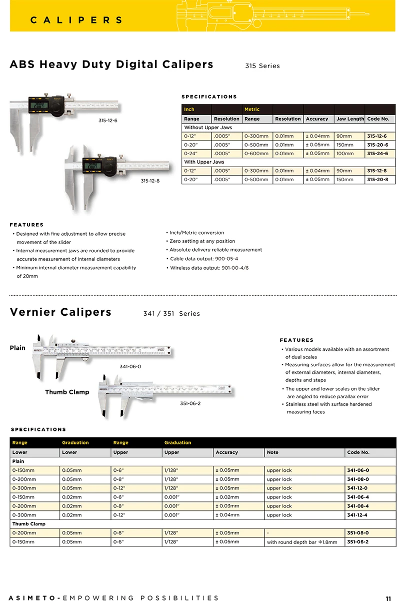 Germany ASIMETO Vernier Caliper 6“0-150mm / 0.02mm0-150-200-300mm341-06-4