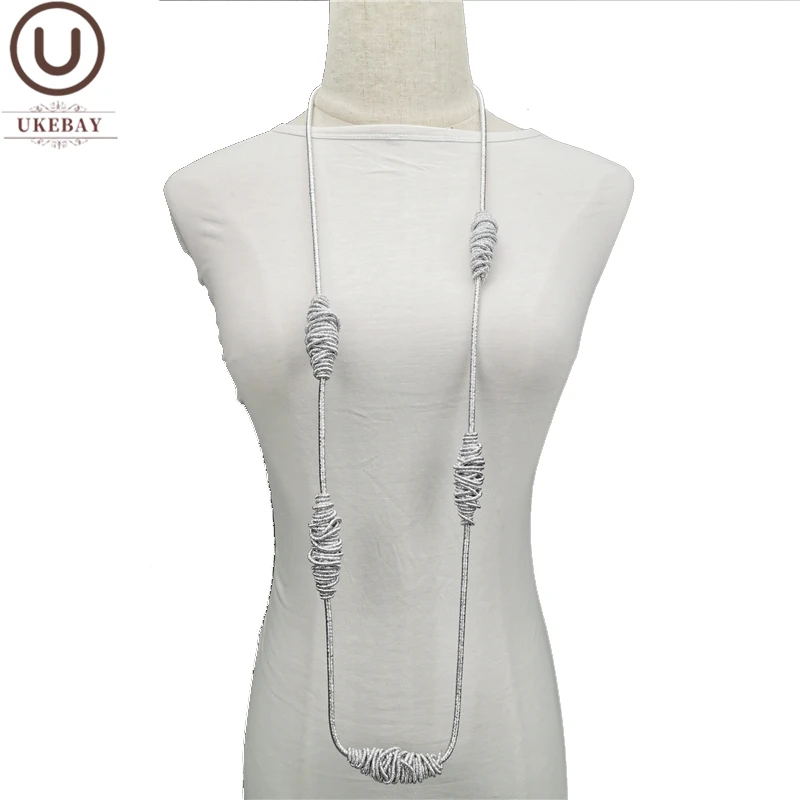 

UKEBAY New Designer Luxury Necklace Women's Handmade Jewelry Alloy Necklace Black Pendant Torque Fashion Sweater Chain Accessory