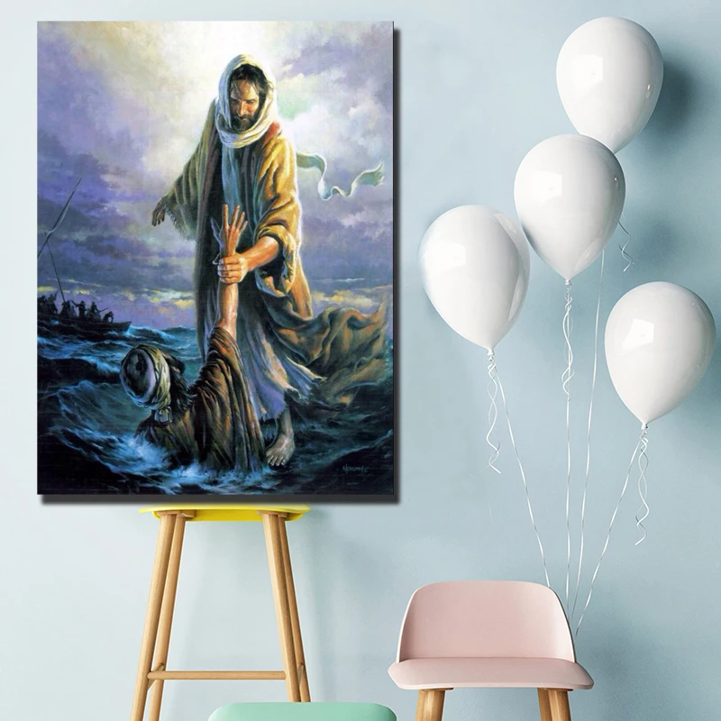 All Souls Day Jesus Peter Walking On Water Canvas Prints Picture Modular Paintings For Living Room Poster On The Wall Home Decor
