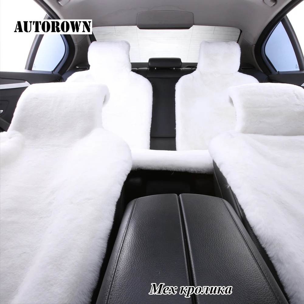 AUTOROWN Artificial Rabbit Fur Car Seat Covers Universal Size Artificial  Automobiles Seat Covers Interior Accessories