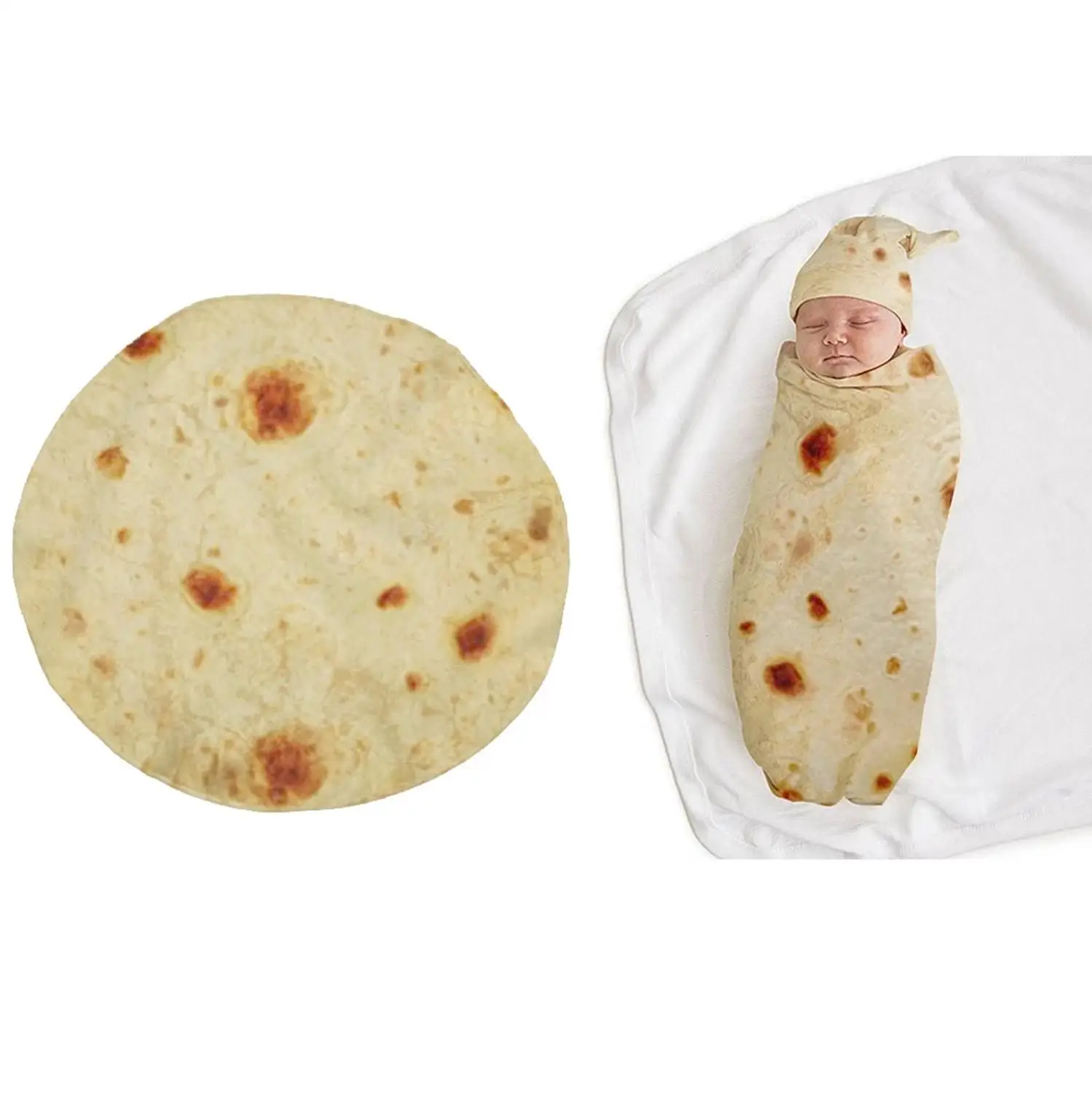 high quality Burrito Baby Blanket Flour Tortilla Swaddle Blanket Sleeping Swaddle Wrap Hat