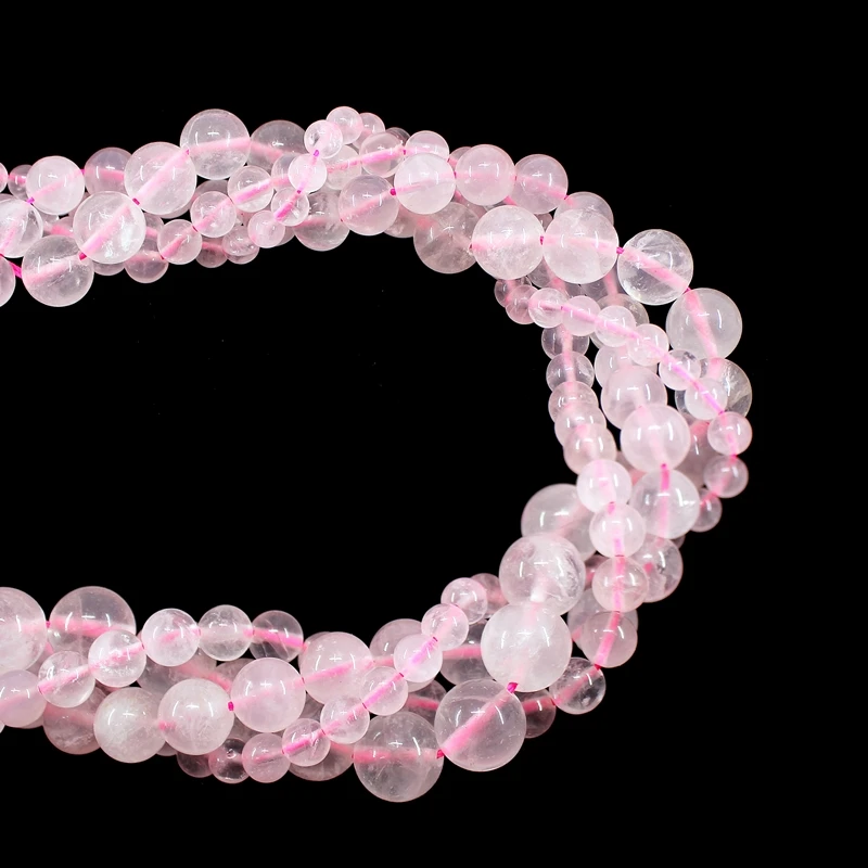 Natural Stone Rose Quartz Crystal Round Loose Beads Strand 4/6/8/10/12MM 15Inch For Jewelry DIY Making Necklace Bracelet