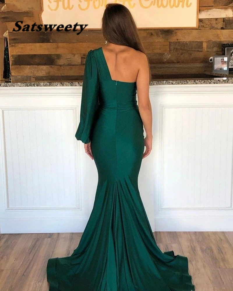 Vestidos de Noche de sirena para mujer, un hombro, manga larga, Formal, fiesta de graduación, ocasiones especiales