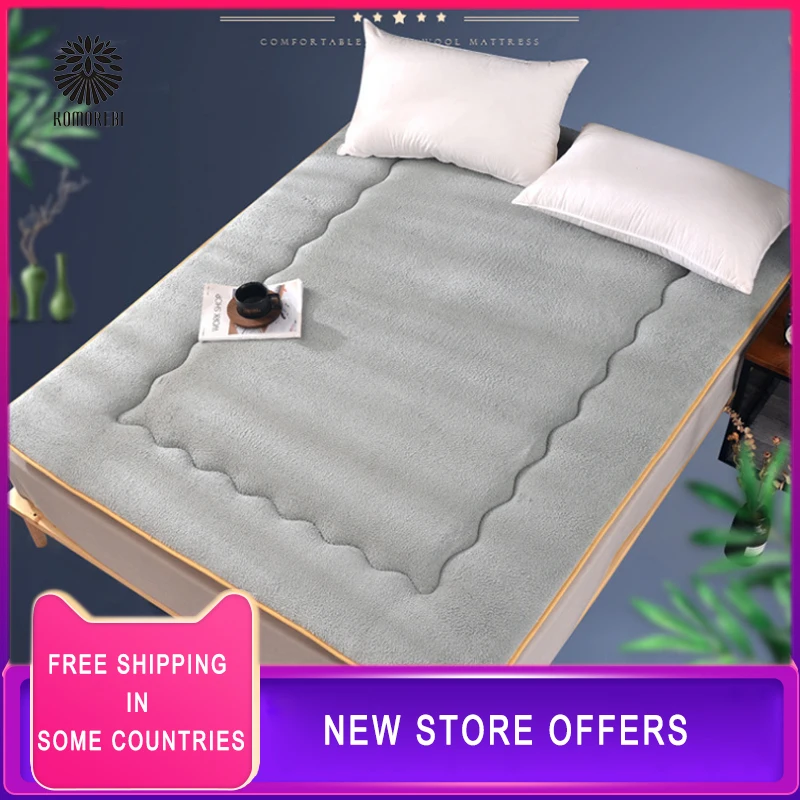 Thick warm Lamb Down Winter Warm Berber Fleece Mattress Nonslip King Size Bed Mattress Pad Cushion Floor Ground Tatimi-mat