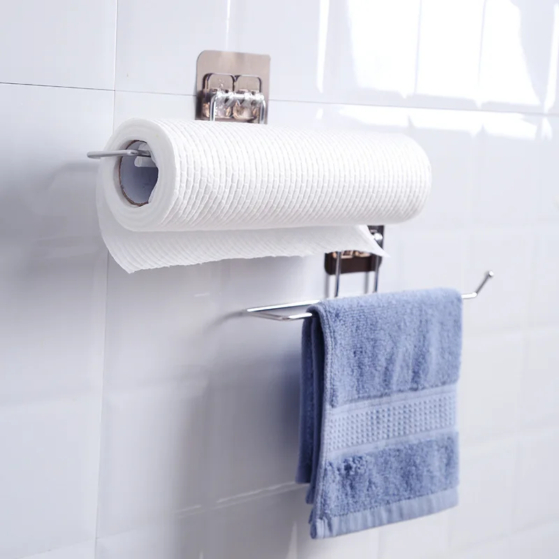 

Kitchen Paper Roll Holder Towel Hanger Rack Toilet Paper Holders Bathroom Organizer Shelf Bar Cabinet Rag Hanging Holder