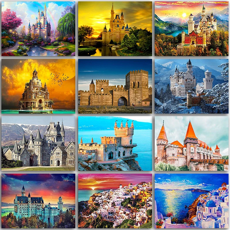 5D DIY Diamond Painting landscape scenery castle Full Square&Round Diamond embroidery Cross stitch Diamond mosaic paint gift art