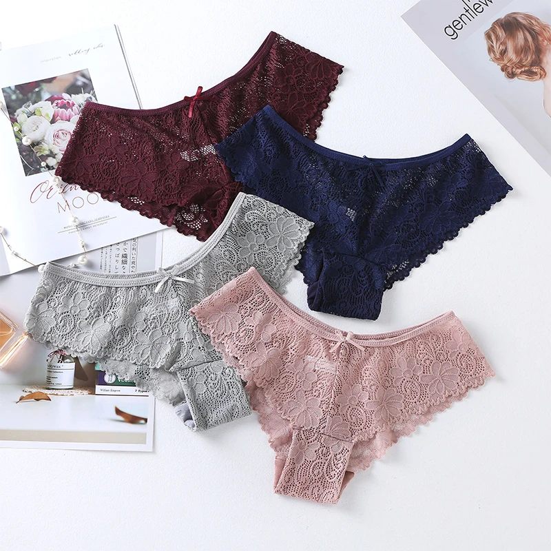 BANNIROU 1Pcs Sexy Panties For Woman Low-Rise Breathable Female Panty Lace Hollow Transparent Briefs Hot Sale Underwear Women