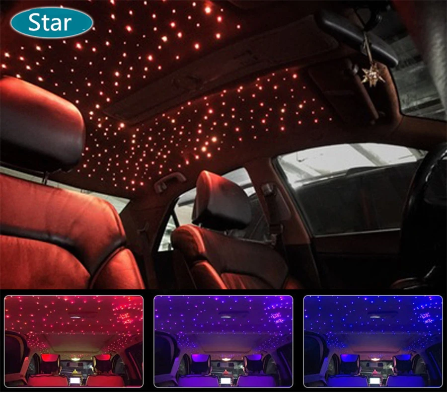 Fiber Optic Lights 12W Smartphone Bluetooth APP Control Music Remote Control 200pcs Cable Car Roof Starry Sky Ceiling Light