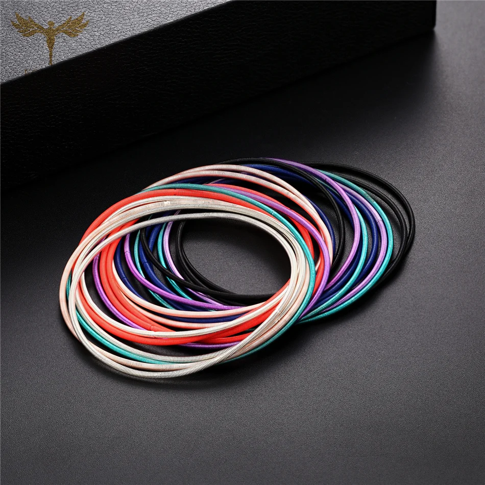 Trendy Jewelry 3 pcs Spring Wire Bracelets Set For Women Teen 1.7mm Stretchable Steel Wrist Bangle Cute Toy 11 Colors Choose