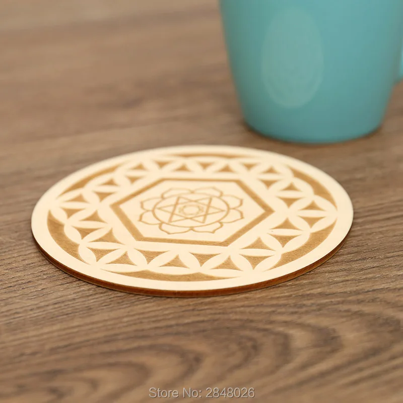 Wooden Flower of Life Seed of Life Crystal Grid Board Décor,wood Crystal Charging plate wooden Altar Tool,Pendulum Dowsing Chart