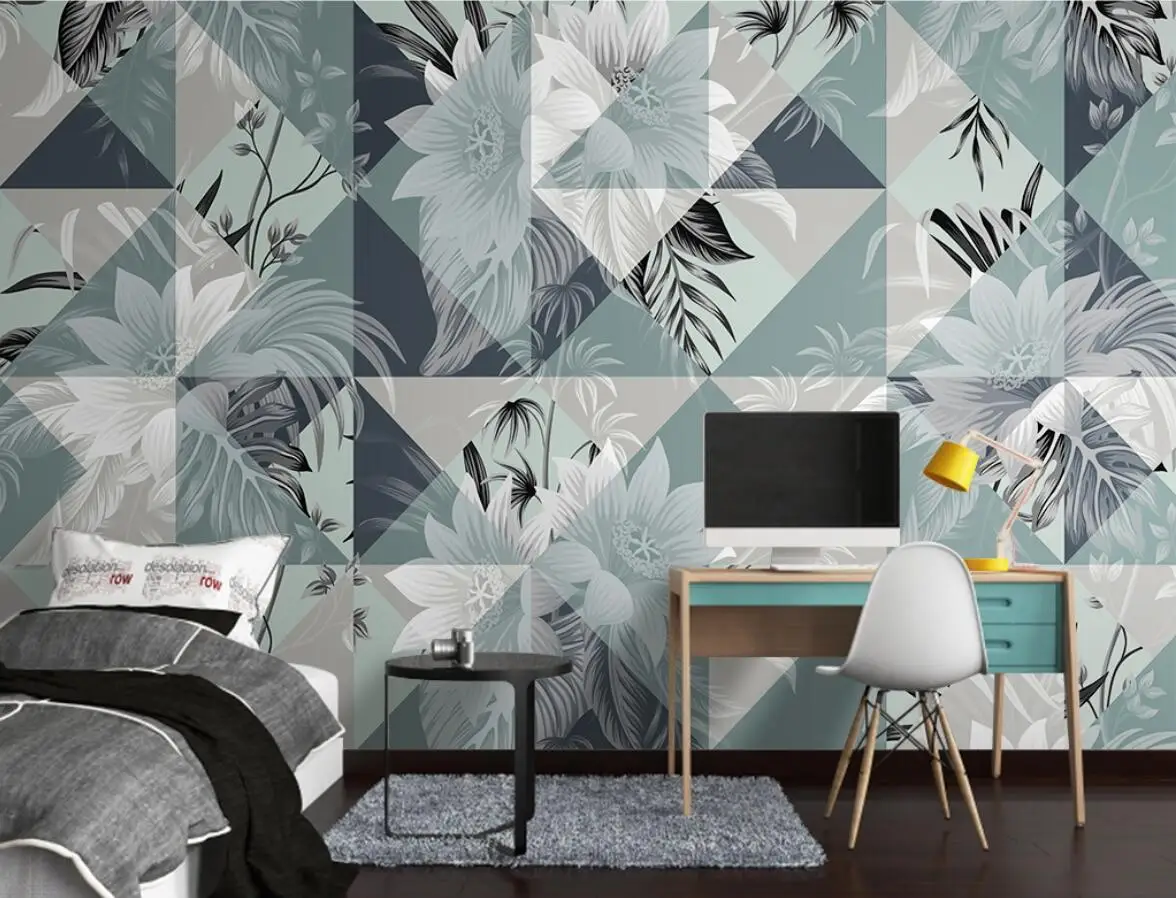 

Custom wallpaper photos plant flower geometric image mural background wall rainforest leaf painting home decoration 3d wallpaper