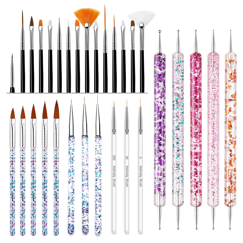 Manicure Brushes Sets Dotting Pen Acylic Nail Extension Painting Nail Brushes for Nail Art Gel Nail Polish Tools Professional