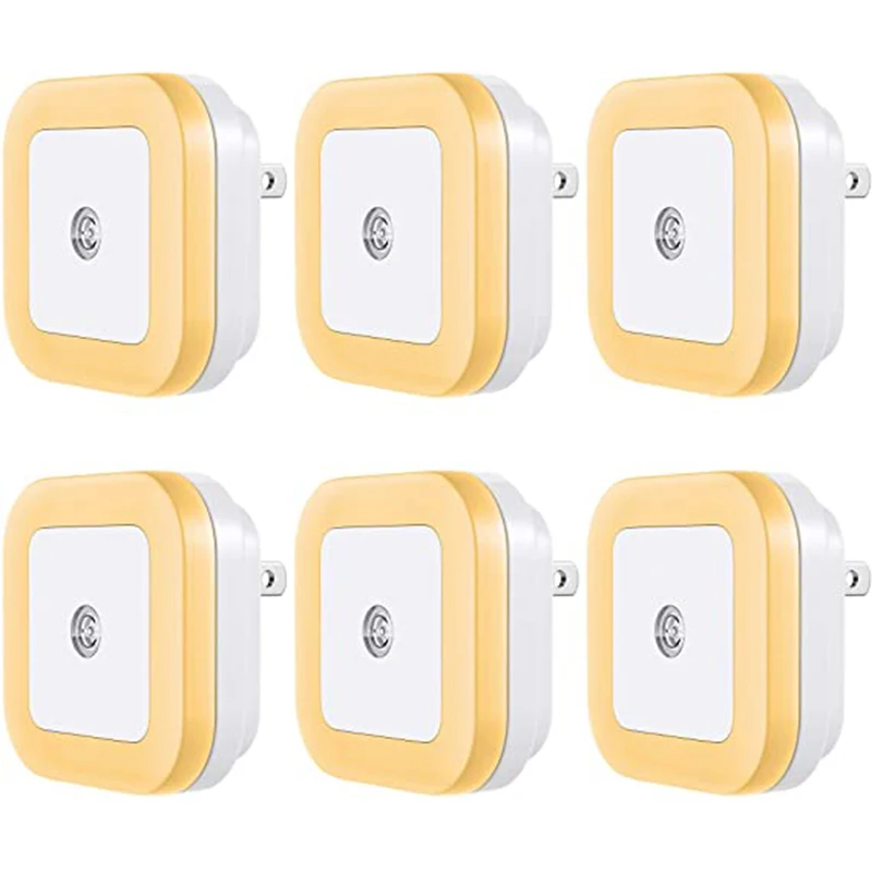 Smart Light Control LED Night Light Square Warm Light US UK EU Standard 6 Pack