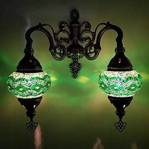 

Handmade Turkish/Moroccan/Tiffany/Bohemian Style Double Glass Mosaic Wall Lamp Light (G)