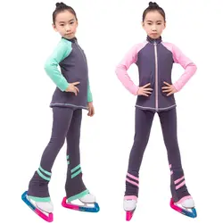 Conjuntos de Leggings e Jaquetas de Patinação Artística Infantil, Alta qualidade, Cristais, Esqui, Patinação no Gelo, Treinamento, Meninas, Mulheres, Crianças