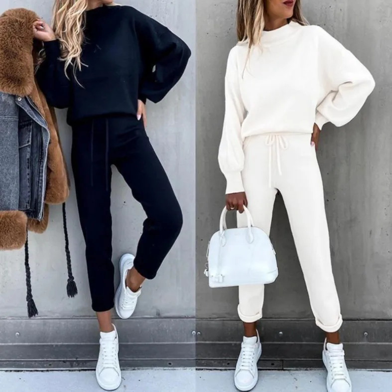 Women 2 Piece Set Casual Sport Outfits Tracksuit Hoodies Sweatshirt+Pants 2021 Fashion Spring Sportswear Running Sets