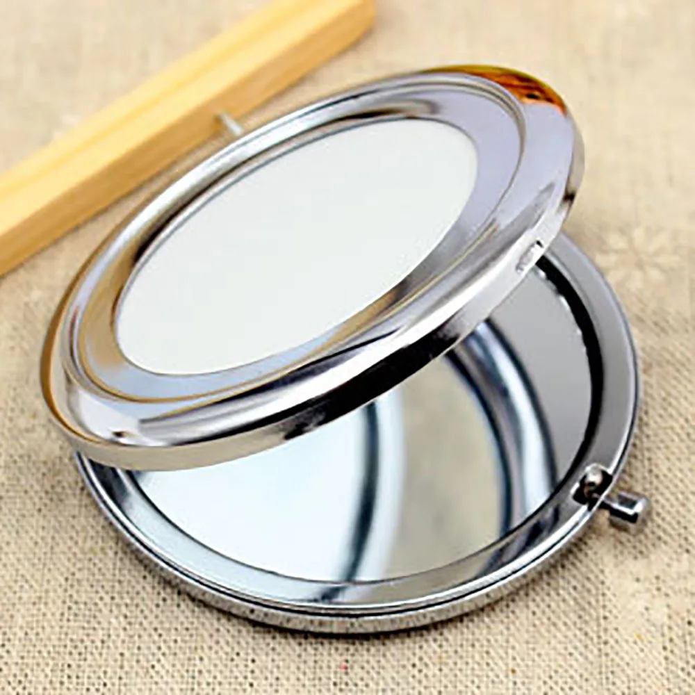 5 Kits 57.1mm Portable Folding Silver Mirror Mini Compact Metal Makeup Cosmetic Pocket Mirror for Makeup Tools DIY Female Gifts