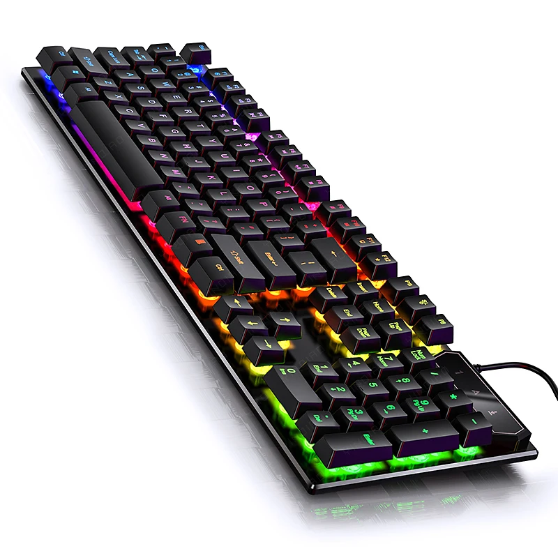 V4 104 Keys Gaming Mechanical Keyboard Game Led Backlit Usb Keyboard Gamer Built-in Steel Plate Ergonomic Wire Keyboards