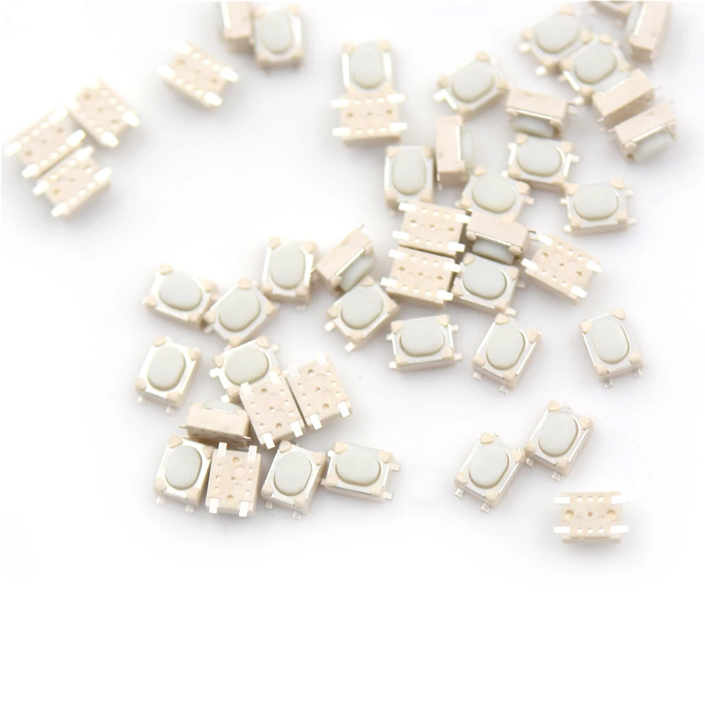 50pcs/lot Micro Button Tact Switch SMD 4Pin 3X4X2.5MM White Tactile Tact Push Button Micro Switch Momentary