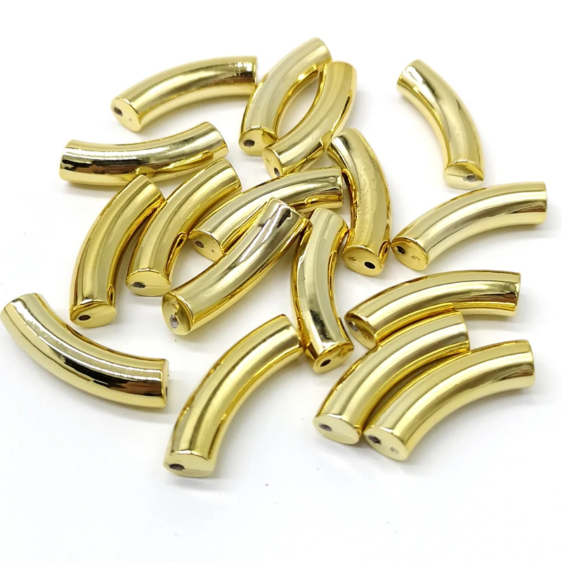 

0.5KG Bent Pipe Beads Gold Color Silver Colorl 8x33mm for Jewelry Making Bracelet Pendant DIY