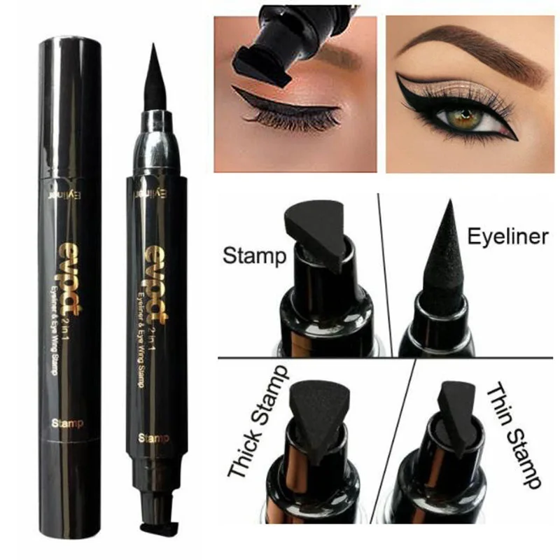 Jimwood Liquid Eyeliner Stamp Marker ดินสอกันน้ำ Stamp Double-Ended ปากกาอายไลน์เนอร์ Lipgloss เครื่องสำอางค์ Eyliner CE040