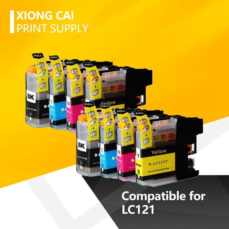 8 Packs Full Compatible Ink cartridge for Brother LC121 for DCP J552DW J752DW J132W J152W J172W MFC J470DW J650DW High quality