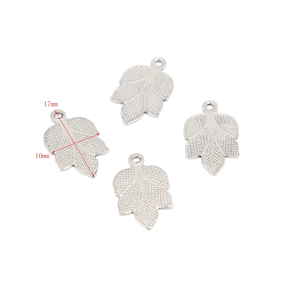 

20pcs/lot Leaf Stainless Steel Silve Decoration Pendant Connectors Bohemia Charm Accessories DIY For Earrings Jewelry Making