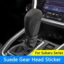 QHCP Car Gear Shift Knob Cover Gear Head Knob Sticker Suede Fit For Subaru Series Forester Outback XV Legacy Impreza Accessories
