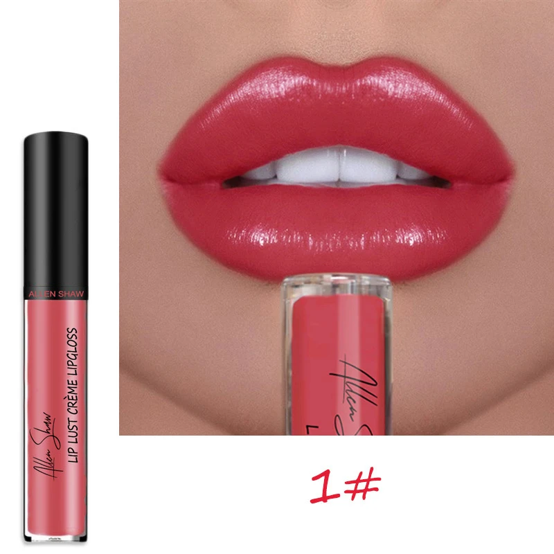 Allen Shaw Glitter Lip Gloss Lipstick Waterproof Lasting Moisturizing Lip Glaze Matte Lipstick Liquid Women Makeup lipgloss base